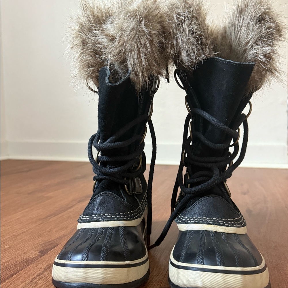 Black and Tan Fur-Trimmed SOREL Joan Of Arctic Waterproof Boot - Women's